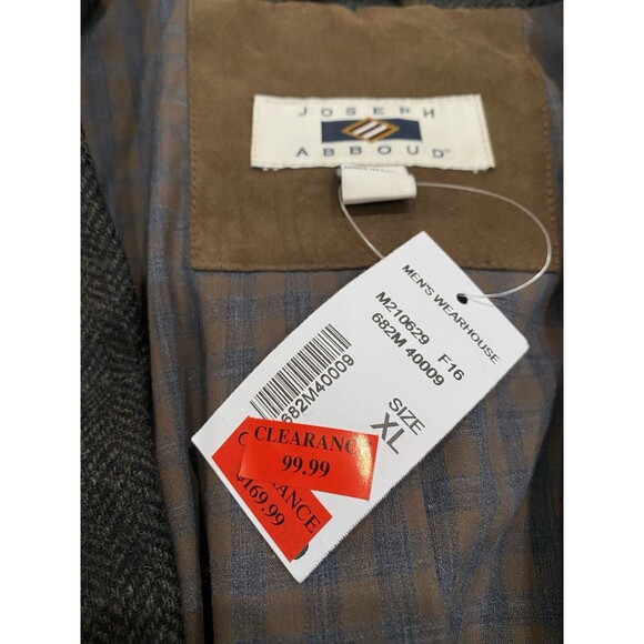 NEW Joseph Abboud Jacket Mens Size XL Charcoal Gray Sport Coat Wool Herringbone - Picture 6 of 9